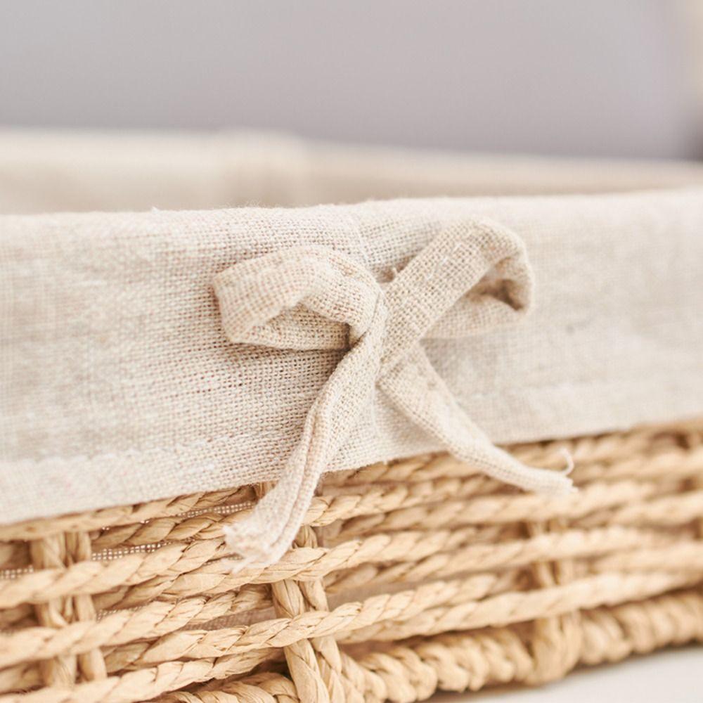 Bow Handmade Rattan Storage Baskets Rectangular Weaving  Storage Tray Fruit Dish Basket  Bread