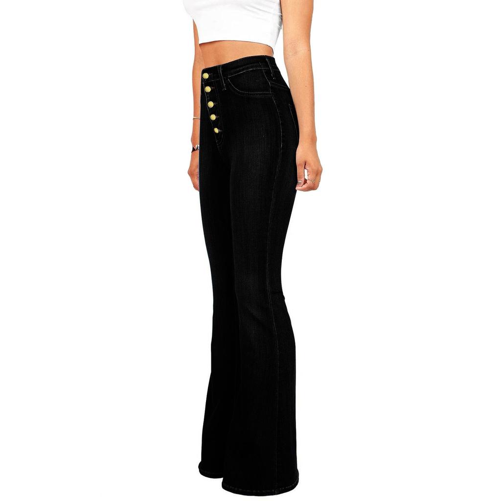 Frühlings- und Herbsthosen für europäische und amerikanische Frauen, lässige Jeans, Damen Slim Fit, hohe Taille, aufrechter Po, Schlaghosen