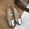 Fashion Flat Shoes Women's 2025 Spring New Red Round Toe Mary Jane Shoes Silver Working Outdoor Plus Size 42 43 44 Women's Shoes