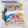 3pcs Pretty Cure2 Design Cover Set - HD Printed Bedding with 1 Cover and 2 Pillowcases - Perfect for Home and Dorm Decor