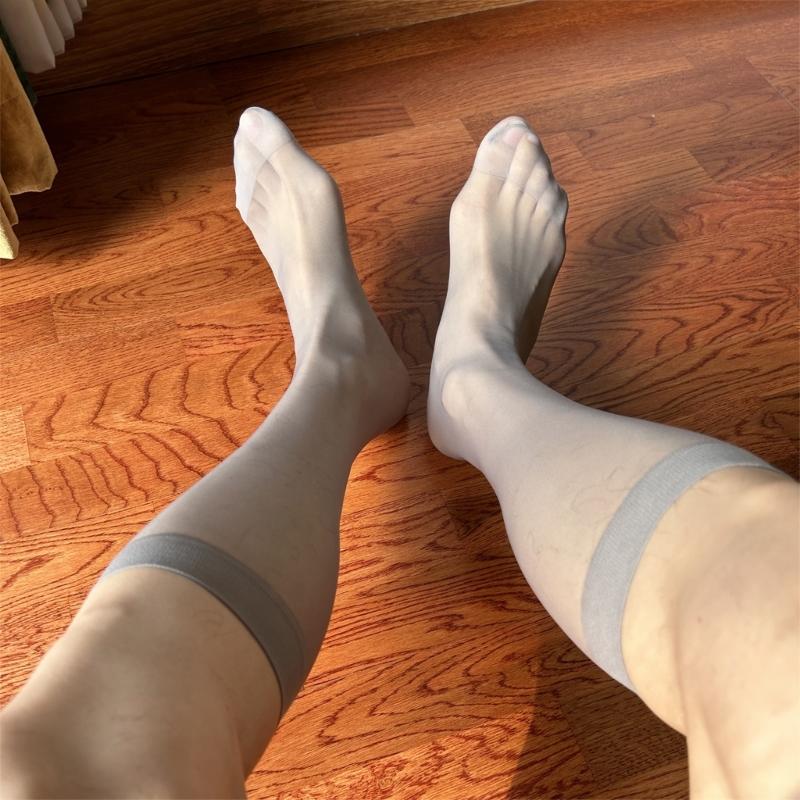 Mens Ultrathin Nylon Sheer Suit Sock Business Dress Socks with Reinforced Toe Solid Plain Thin Formal Dress Stockings