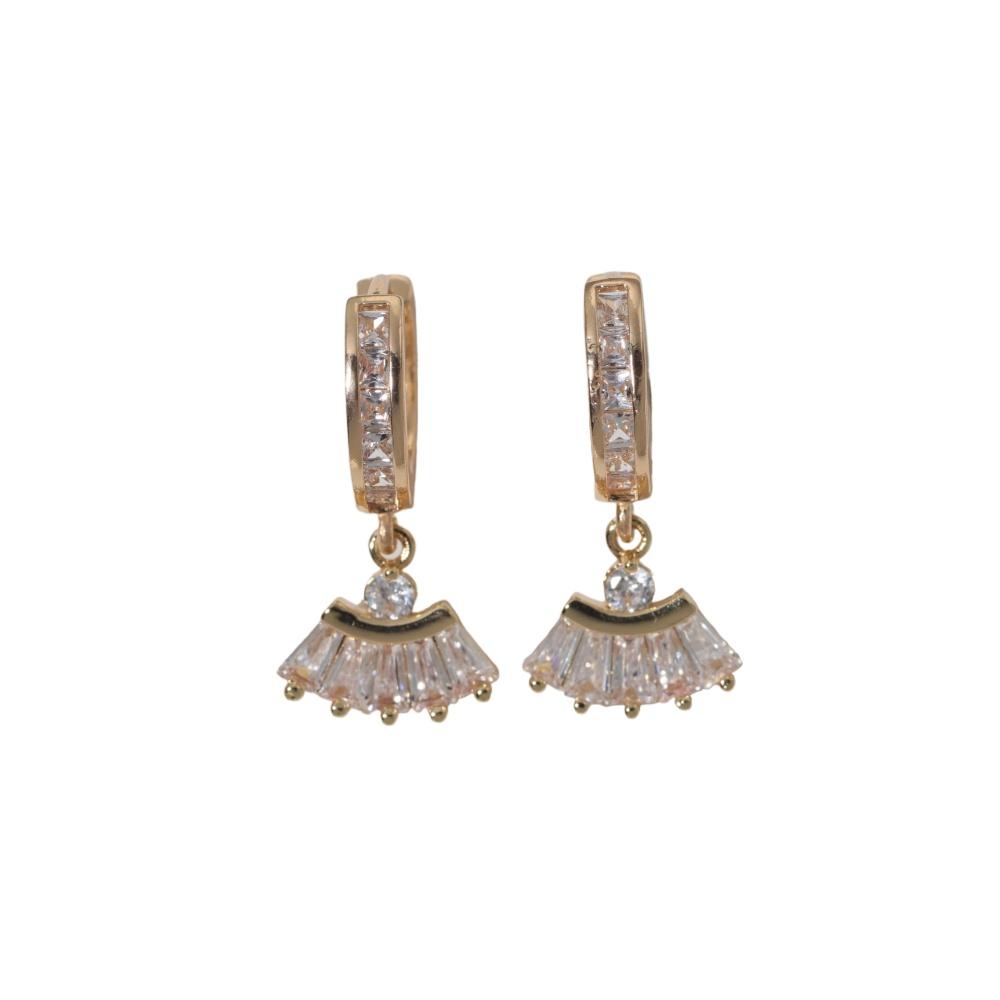Chic Geometry Shaped Zirconia Dangle Earrings Fashion Jewelry for Daily Wear