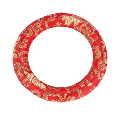 18cm Seidenbrokat Runde Meditations-Klangschalenkissen Ringkissen(rot)