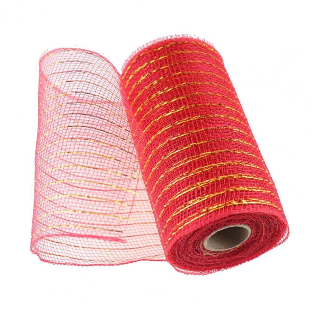 1 Roll 15*910cm Decorative Mesh Eco-friendly High Toughness Net Yarn Christmas Poly Mesh Ribbon Metallic Strips Decor For Home