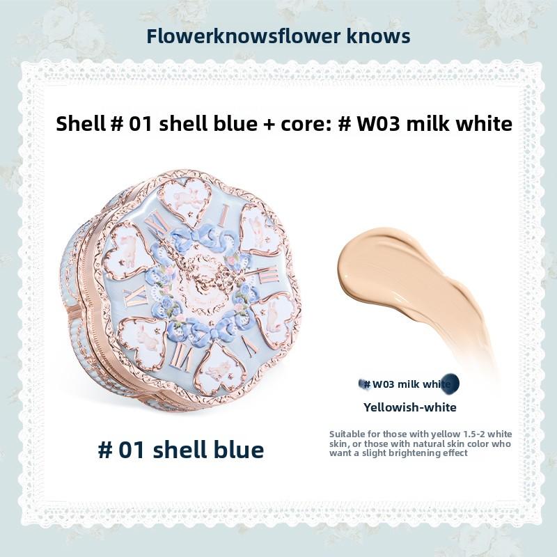 Flower Knows Make-up Base Garden Air Cushion Foundation CC Cream Hautfreundlicher Concealer Make-up Feuchtigkeitsspendend Natürliche Abdeckung