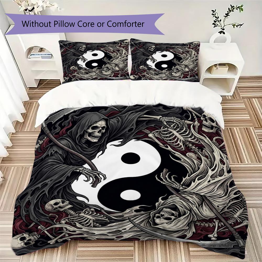 Death Pattern Bedding uilt Set uilt Cover Pillowcase Home Decoration Birthday Gift (1 * duvet cover + 2 * pillowcase without core)57