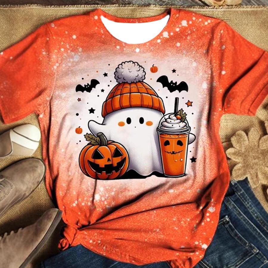 Foreign trade women's clothing new watercolor painting flower printing 3D digital printing Halloween ghost printing