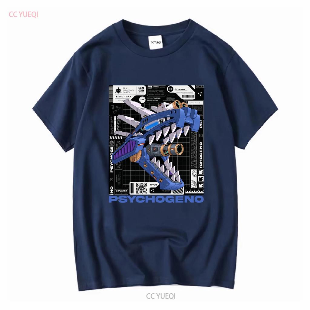 Psychogeno T shirt Zoid Geno Series Saurer Anime Zoids Dinosaurs mecha vintage Washed Top For Everyday Wear Slightly Stretched