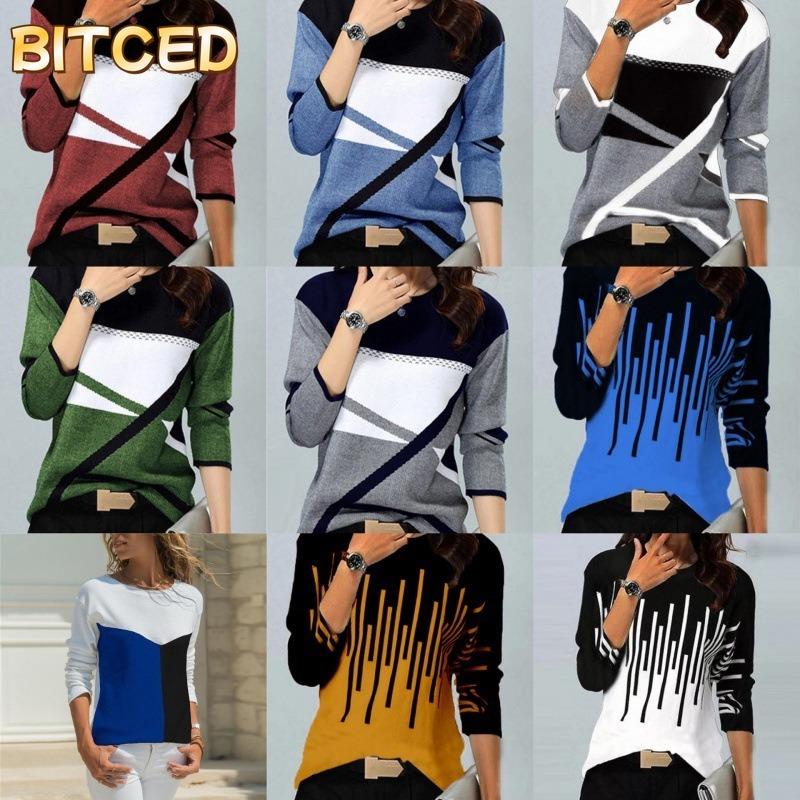 BITCED Women's Fashion Casual Long Sleeve O-Neck Blouses & Shirts