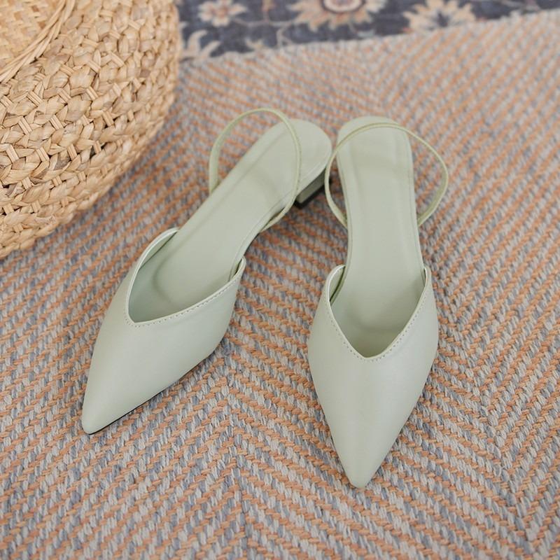 Baotou sandals women's new summer simple pointed square heel sandals women's high heel strap fashion shoes