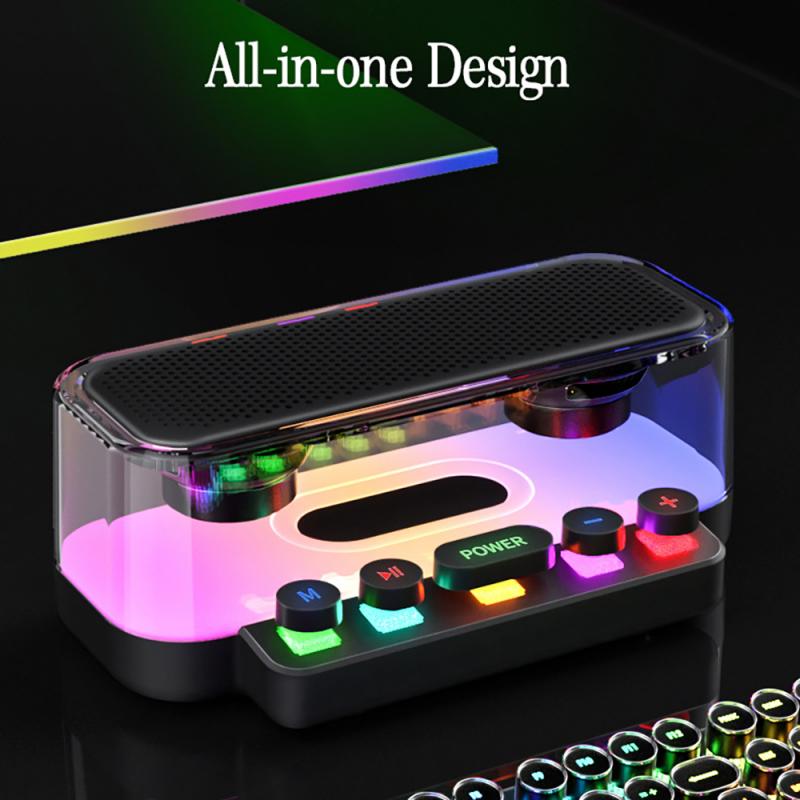 

Беспроводная Bluetooth 5.0 RGB подсветка Игровой динамик Стерео сабвуфер Прозрачная поддержка USB TF Play Звуковая панель для ПК Игра