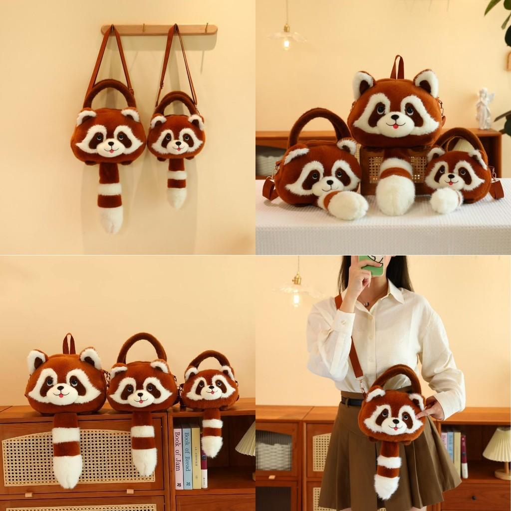 Raccoon Animal Plush Backpack Lightweight Single Shoulder Crossbody Bag Gift