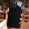 Schwarze Karbonfaser-Textur Gehärtetes Glas Schwarze Handyhülle Für iPhone 17 16 15 14 13 12 11 Pro Max 17 Air 7 8 Plus XR XS X Abdeckung