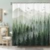 1pc Green Mist Forest Shower Curtain - Waterproof, Modern Minimalist Bath Decor, Bathtub Partition, Bathroom Accessories