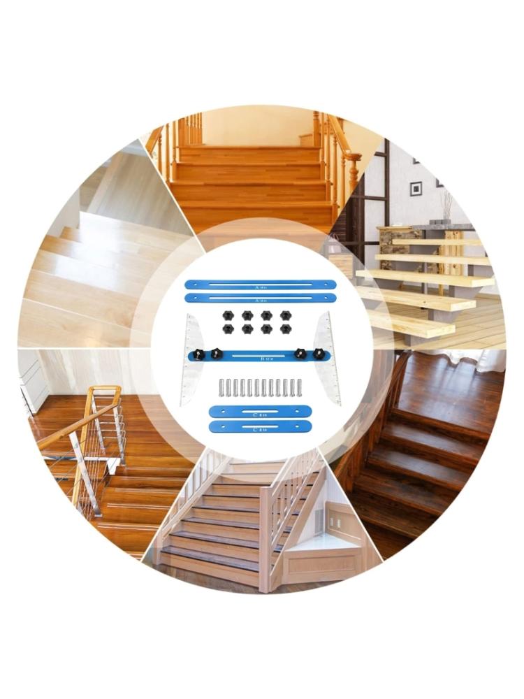 Stair Tread Template Tool 11in-60in Alloy Stair Tread Measuring Tool Stair Tread with Scale for Risers Partition Drywall