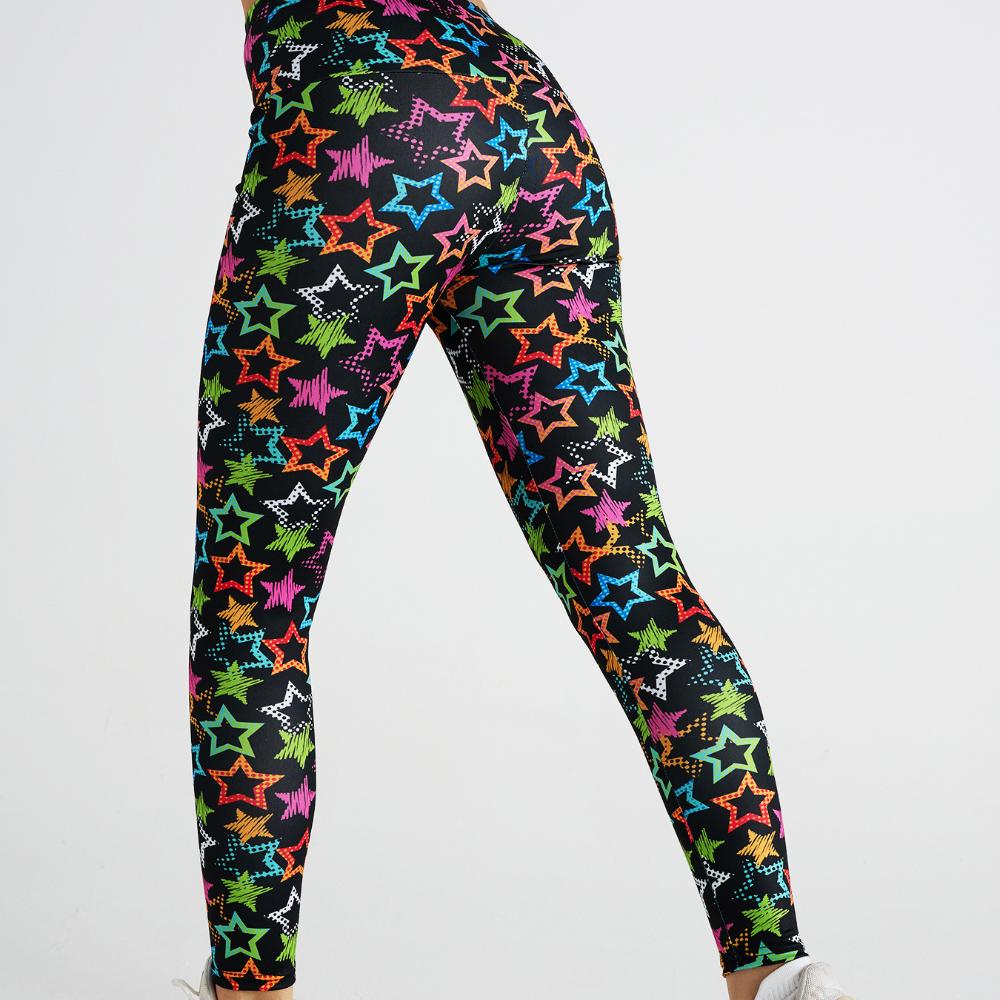 New Women's Star Digital Printed Yoga Pants High Waist Sports Fitness Pants Sports Yoga Women