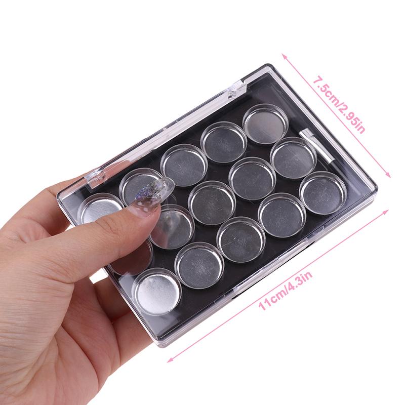 1 Stück leere magnetische Kosmetikpalette Lidschatten Rouge DIY Make-up-Box mit 15 Fächern Eisenplatte und Pinsel