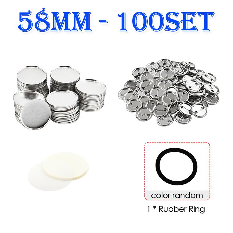100Sets 25/32/37/44/58MM Round Badge Pin Button Maker Machine DIY Making Badge Parts Manual Punch Press Machine Consumables