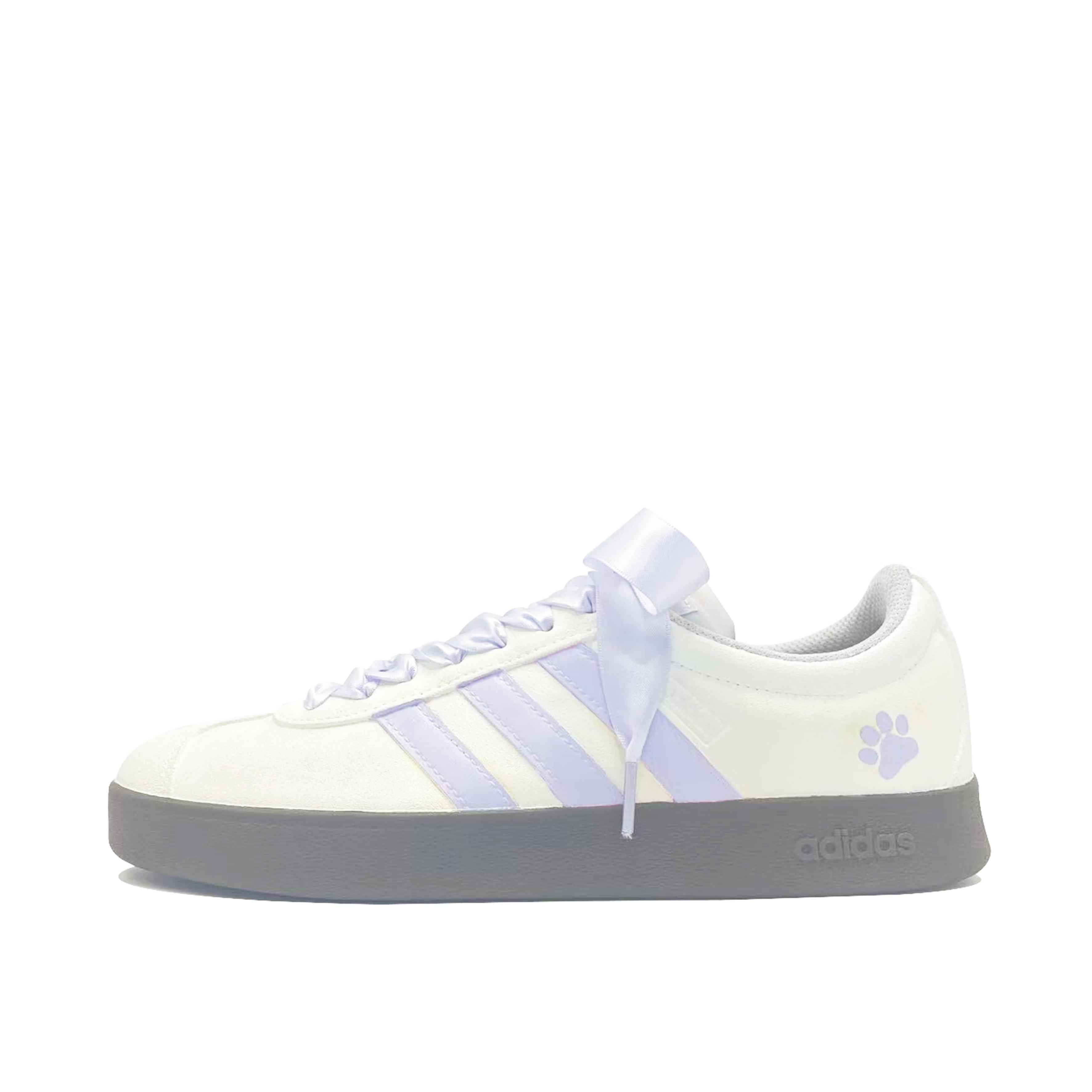 

Adidas VL COURT 2.0 Purple Cat Leather Abrasion Resistant Low top Skateboard Shoes Unisex Beige Purple HQ1802(Team847-) 39⅓