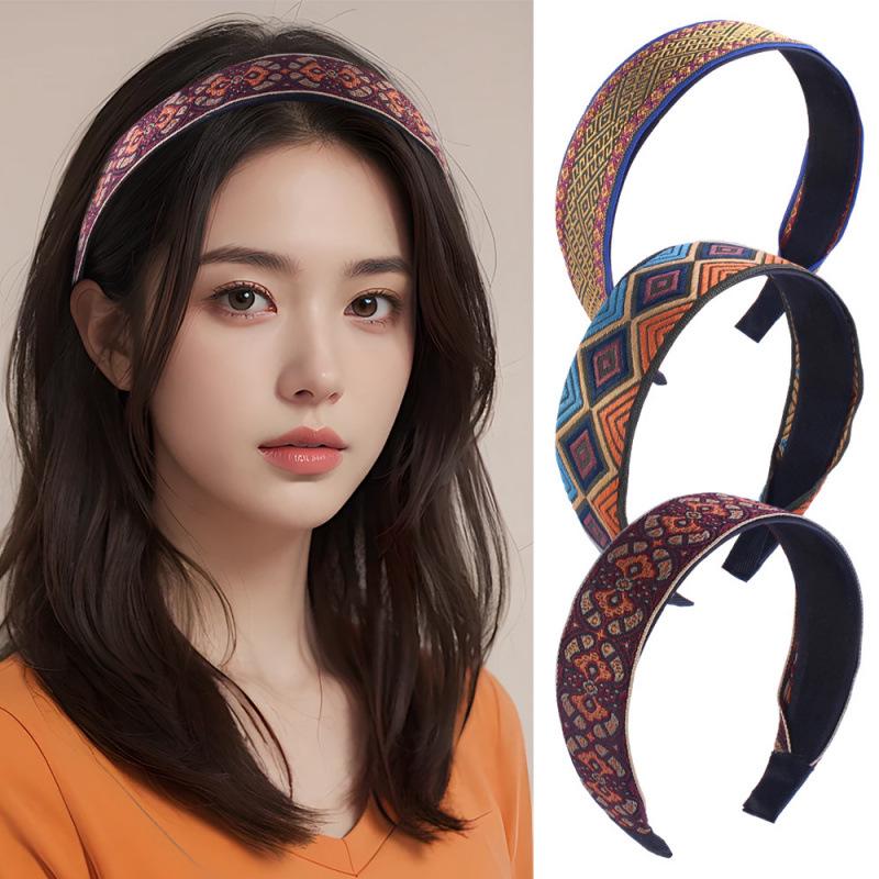Exquisite Ethnic Embroidery Hair Clip Headband - Non-Slip, High-End, Spring & Autumn Style for Women
