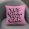 1PC Feminist Fashion Art Pink Girl Power Cushion Cover Polyester Sofa Cushions Decorative Pillows Home Decoration Pillowcover