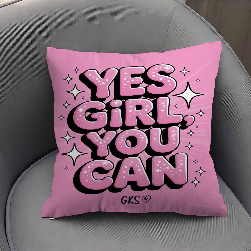 1PC Feminist Fashion Art Pink Girl Power Cushion Cover Polyester Sofa Cushions Decorative Pillows Home Decoration Pillowcover