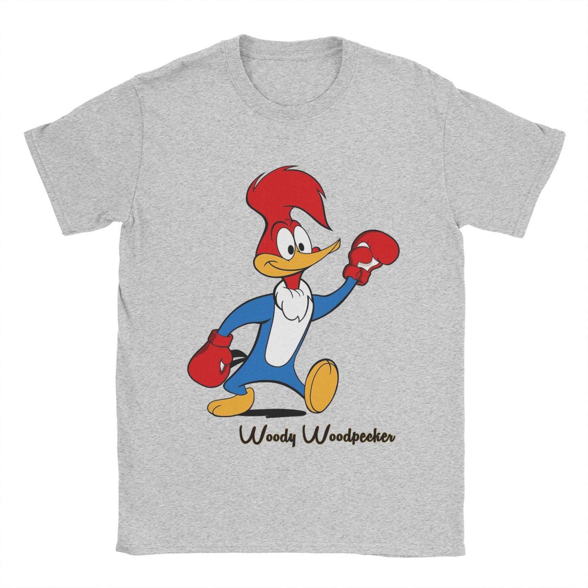

Woody Woodpecker Boxing Men T Shirts Vintage Tee Shirt Short Sleeve Crew Neck T-Shirts 100% Cotton Plus Size Clothing XL