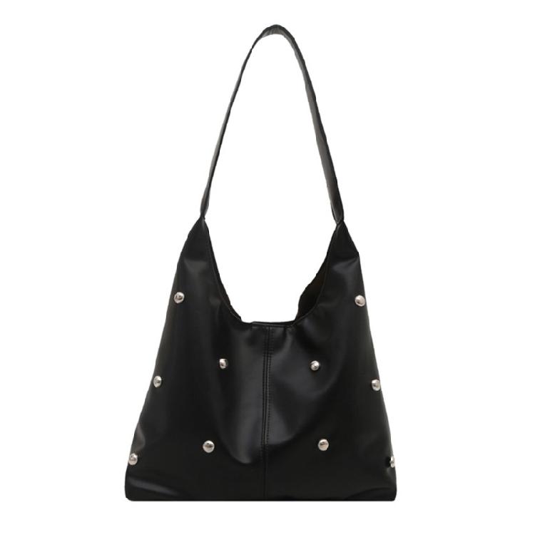 Маленькие сумки на плечо для женщин Панк заклепки Сумки-хобо Сумка на плечо Сумка Ручная сумка Модные сумки под мышку с застежкой-пряжкой чёрный