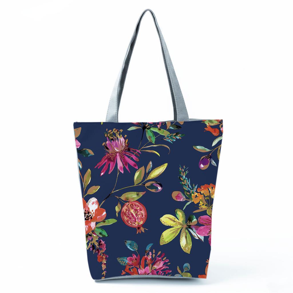 High Capacity Shoulder Bag Shopping Bags Bright Colors Floral Print Handbag Casual Travel Multi Functional Beach Bag Commuting Tote Bag