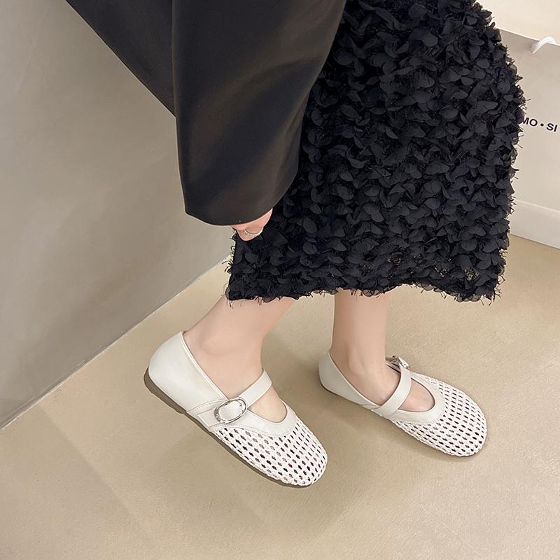 

Fashion Women Mesh Ballet Flats Fishnet Ballerina Flats Comfortable Round Toe Ballet Shoes Breathable Casual Walking Shoes for Commuting 35 бежевый