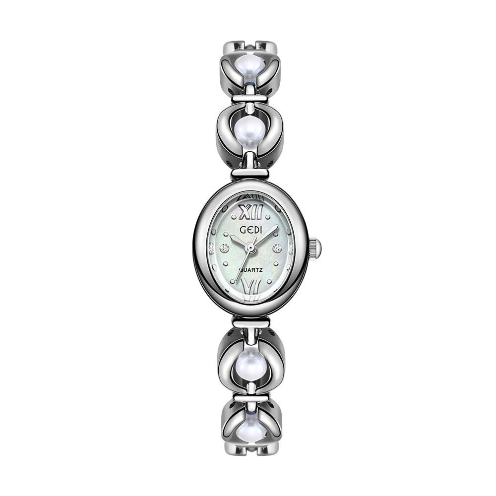 

Ladies Quartz Watch With Oval Dial And Bracelet Style Strap For Elegant Wear