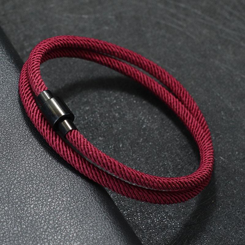 Nový minimalistický náramek s řetízkem 4 mm pro muže z nerezové oceli s magnetickým zapínáním Dvojitý látkový náramek Pulsera Hombre Dárek pro něj