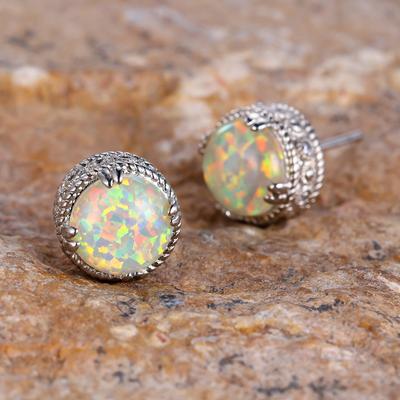 Round Four Claw Micro Set Zircon Antique Fried Dough Twists Thick Bottom Earrings Are Simple and Versatile