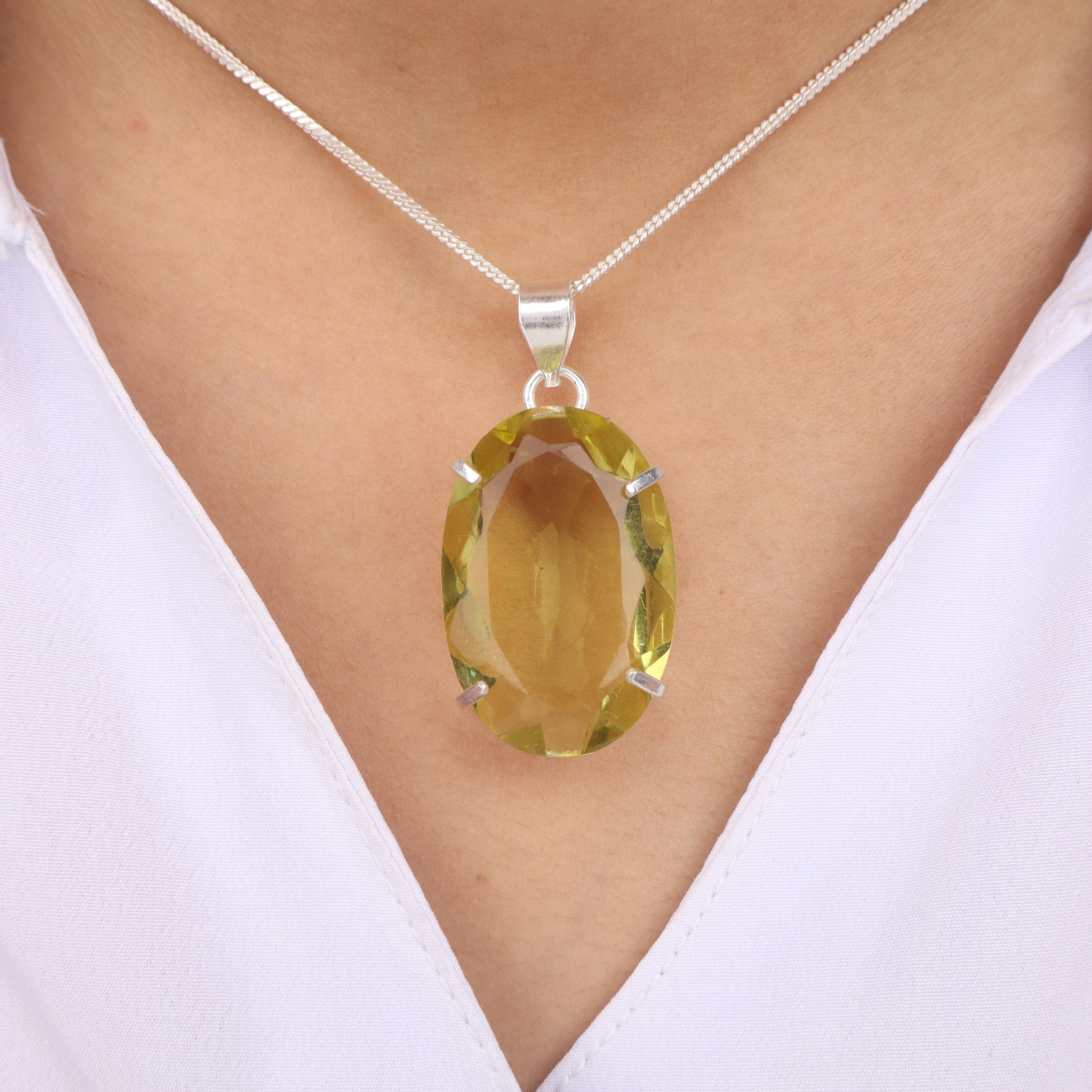 

Lemon Topaz Gemstone Silver Pendant, 925 Sterling Silver Handmade Necklace, Women Jewelry, Gift For Her PP-64-7
