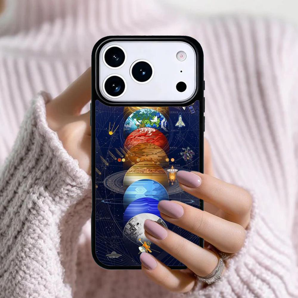 Space Solar System Planets Universe Phone Case For Apple iPhone 17 Air 16E 15 14 Plus 13 12 11 Pro Max Mini Funda Cover