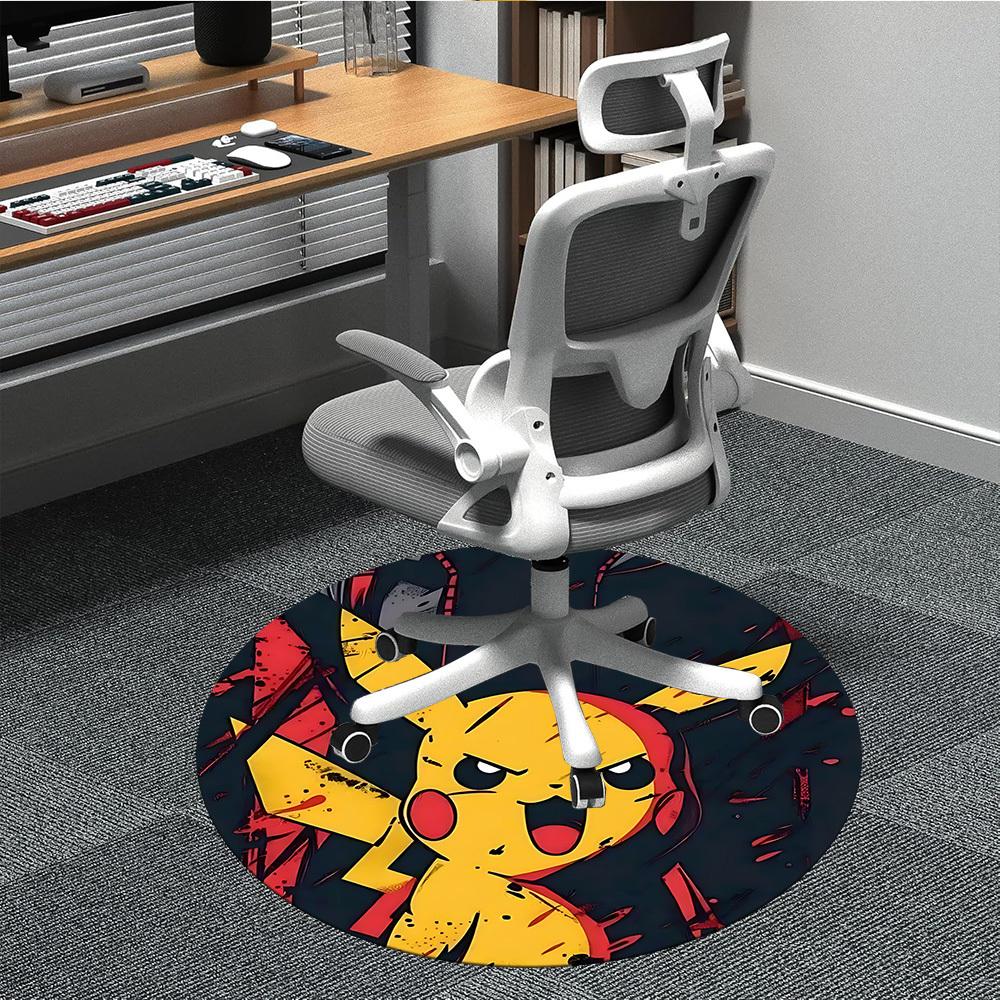 

1pc Pikachu Electric Office Round Area Rug, Indoor Mat Suitable For Office, Under Office Chairs Bedroom Living Room Home Decor, Room Deco201 80cm by 80cm