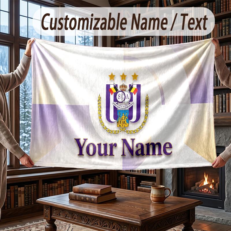 Gepersonaliseerde Flanellen Plaid Deken Anderlecht FC Logo Patroon Warme Huisdecoratie