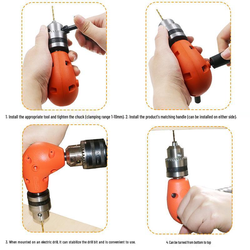Right Angle Electric Drill Extension with Three-Jaw Chuck