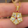 Gold Shop Five-Leaf Flower Pendant, Femininity, Diamond-Encrusted Zircon Simulated Sand Gold, Advanced Sense, Lucky Flower Necklace, Female