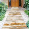 Moderne Abstracte Goudbruine Runner Vloerkleed Golvend Streep Design Antislip Vloermat Voor Hal Entree Binnen Huisdecoratie