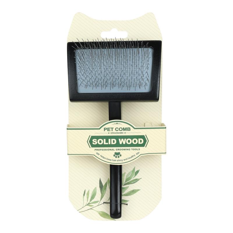 Wood-Grip Rust-Resistant Stainless Steel Angled-Tine Pet Grooming Comb Skin-Gentle Minimizes Pet Shedding & Fur Matting