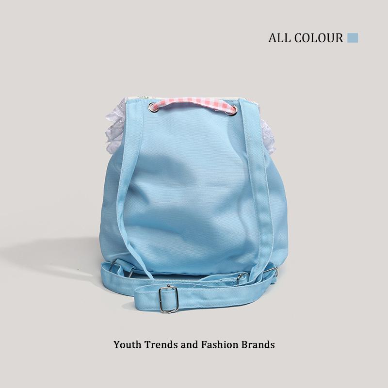 Japanese cute girl backpack female Mori small flower bag cat lace casual portable casual commuter backpack