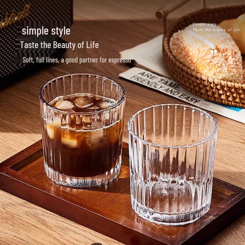 Zhuopu 300ml Vertical Ribbed Glass Beverage Cups - Set of 6