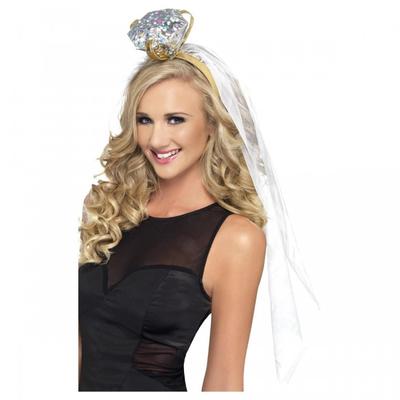 Smiffys Womens/Ladies Ring Hen Night Headband & Veil