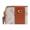 New COACH Essential Coated Canvas With Calfskin Card Holder Trumpets Women's Brass & Taupe CAN55-B4RGL