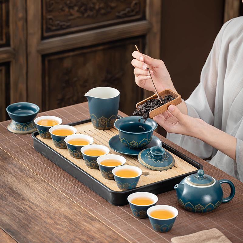 Guyun Ceramic Kung Fu Tea Set Gift Box, High-end Light Luxury Household Full Set, Send Customers Business Gift Prints