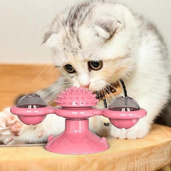 New Windmill Cat Toy Turntable Teasing Pet Toy Scratching Tickle Cats Hair Brush Funny Entertainment Toy for Cat