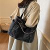 2025 new product handbag women's large-capacity casual simple denim bag student commuter shoulder bag