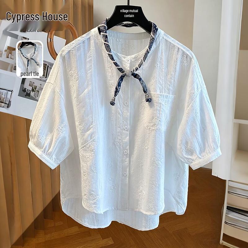 Women s Solid Round Neck Cotton Shirt S