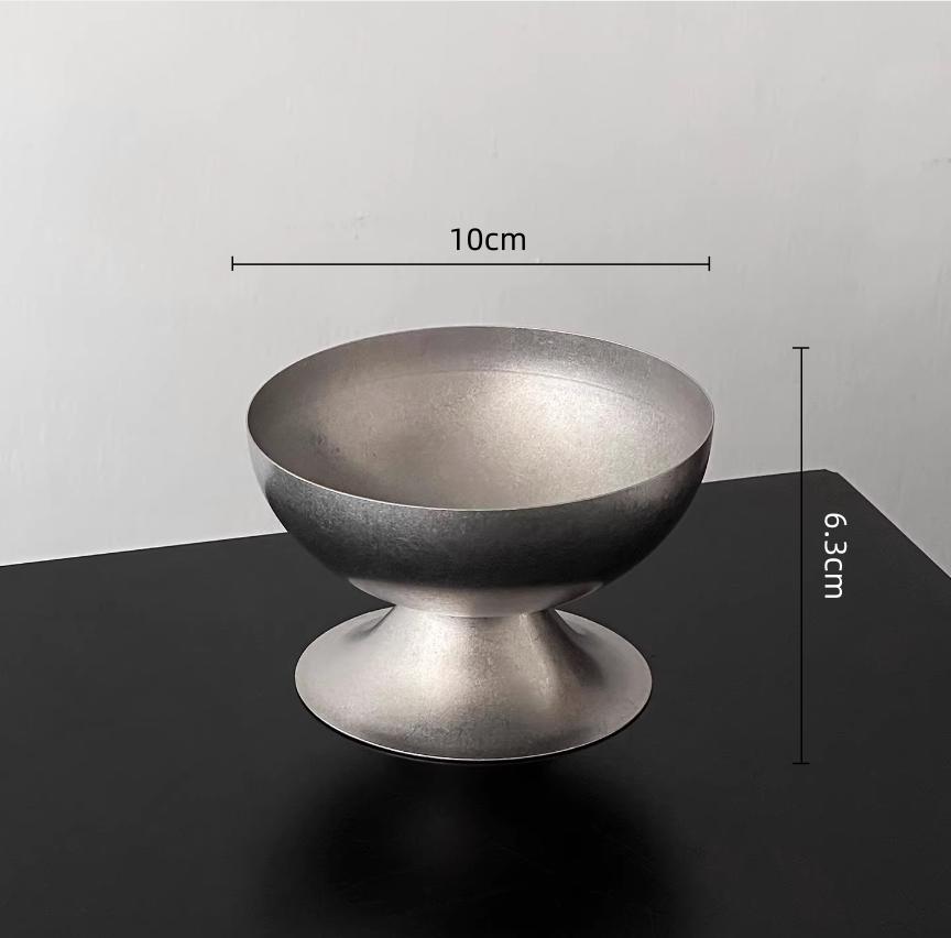 BRStainless Steel Dessert Bowl Silver Tall Ice Cream Cup Dessert Tray Tableware Pudding Plate Milkshake Cup Metal BowlEY